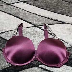 VICTORIA SECRET BOMBSHELL PLUNGE MAROON RHINESTONES SHINE STRAP PUSH-UP …